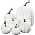 thumbnail image 1 of 7Pcs Fake Pumpkins Artificial Plastic Pumpkins Decorations Foam Pumpkins for Fall Halloween Home Decor (White), 1 of 7