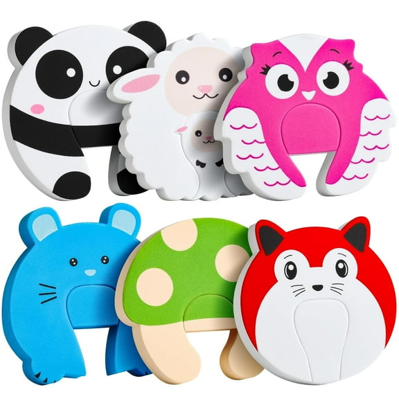 7Pcs Finger Pinch Guard, Cartoon Animal Door Stop Soft Foam Cushion Baby Finger Protector, Prevent Finger Pinch Injuries, Slamming Door, and Child or Pet from Getting Locked in Room