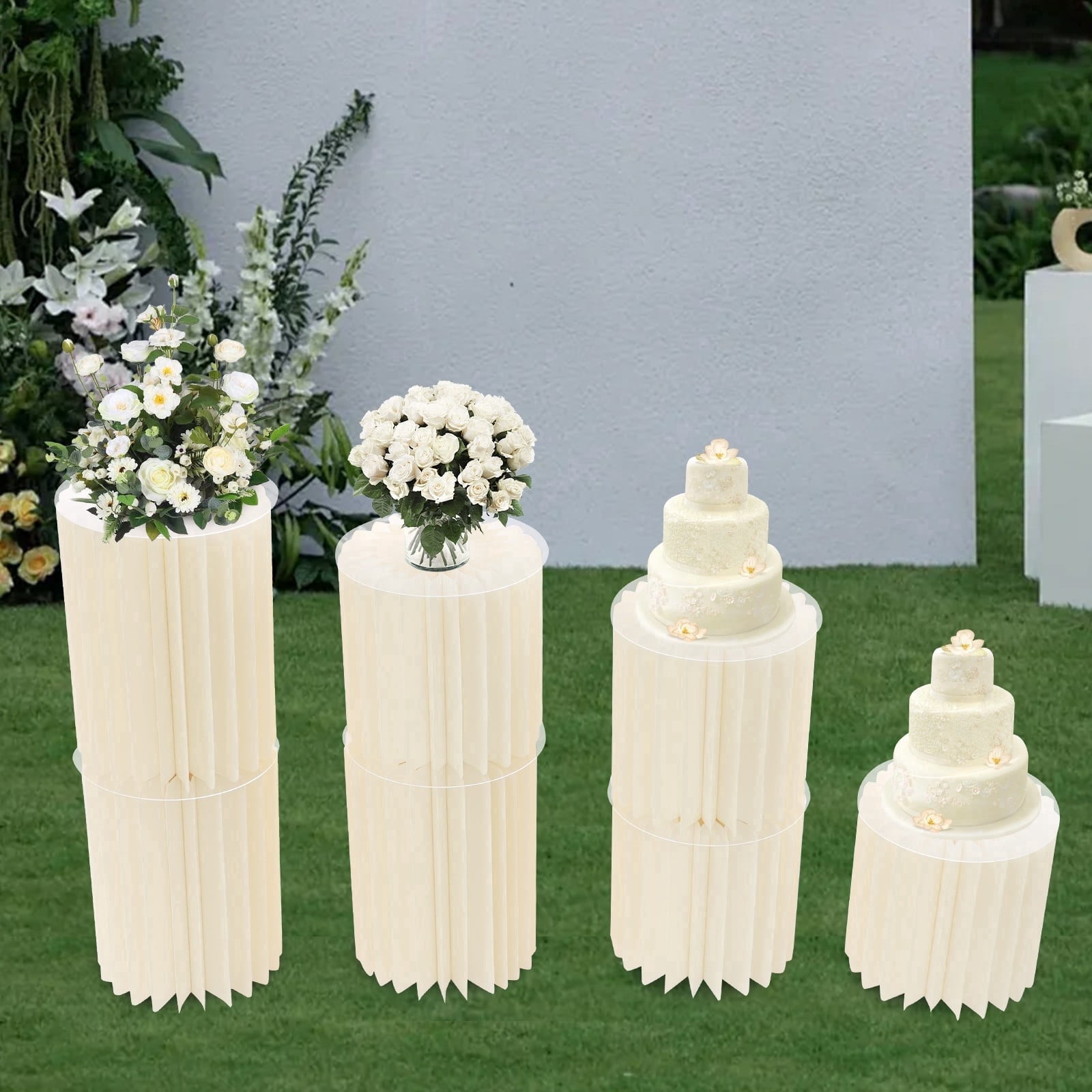 7Pcs Foldable Paper Column Display Stands, Round Cylinder Wedding ...