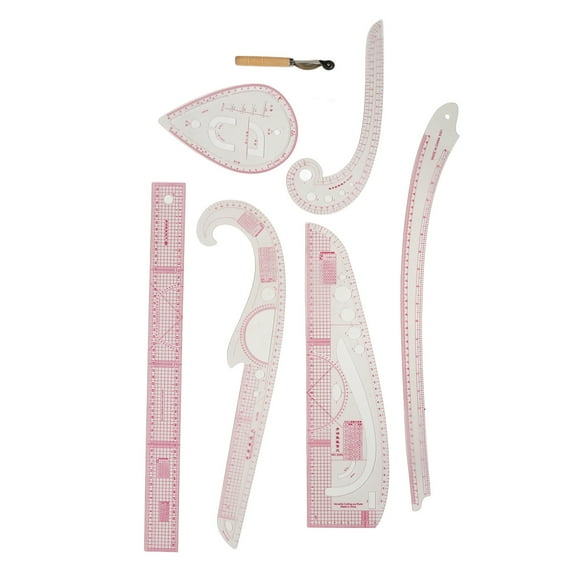 7Pcs French Curve Ruler Transparent PVC CM MM High Accuracy Durable Sewing Ruler Set