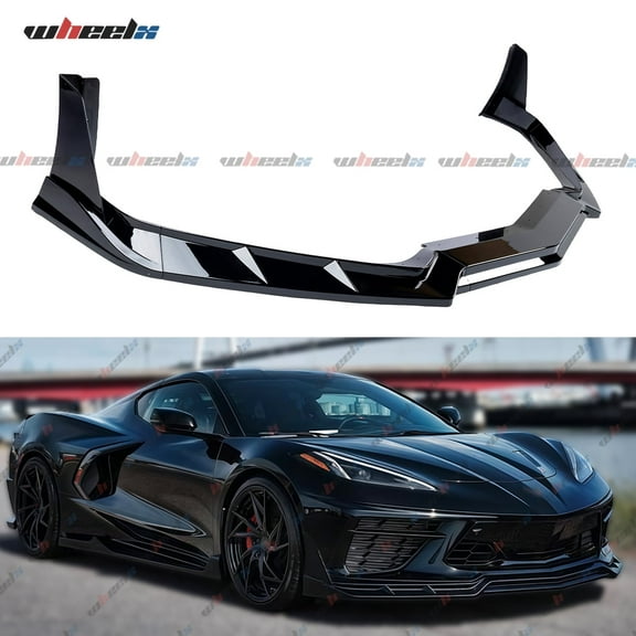 7Pcs Front Lip Compatible with 2020-2025 Chevy Corvette C8 Z51, Bumper Air Dam Lower Chin Splitter Protection Body Kit Fits for 2020 2021 2022 2023 2024 2025 (Glossy Black)