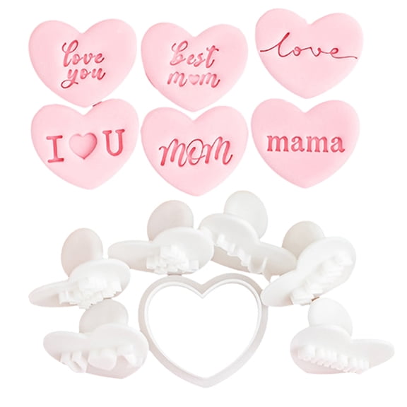7Pcs Functional Heart Cookie Set for Mother's Day Baking Sturdy and Easy to Use for Sweet Celebration