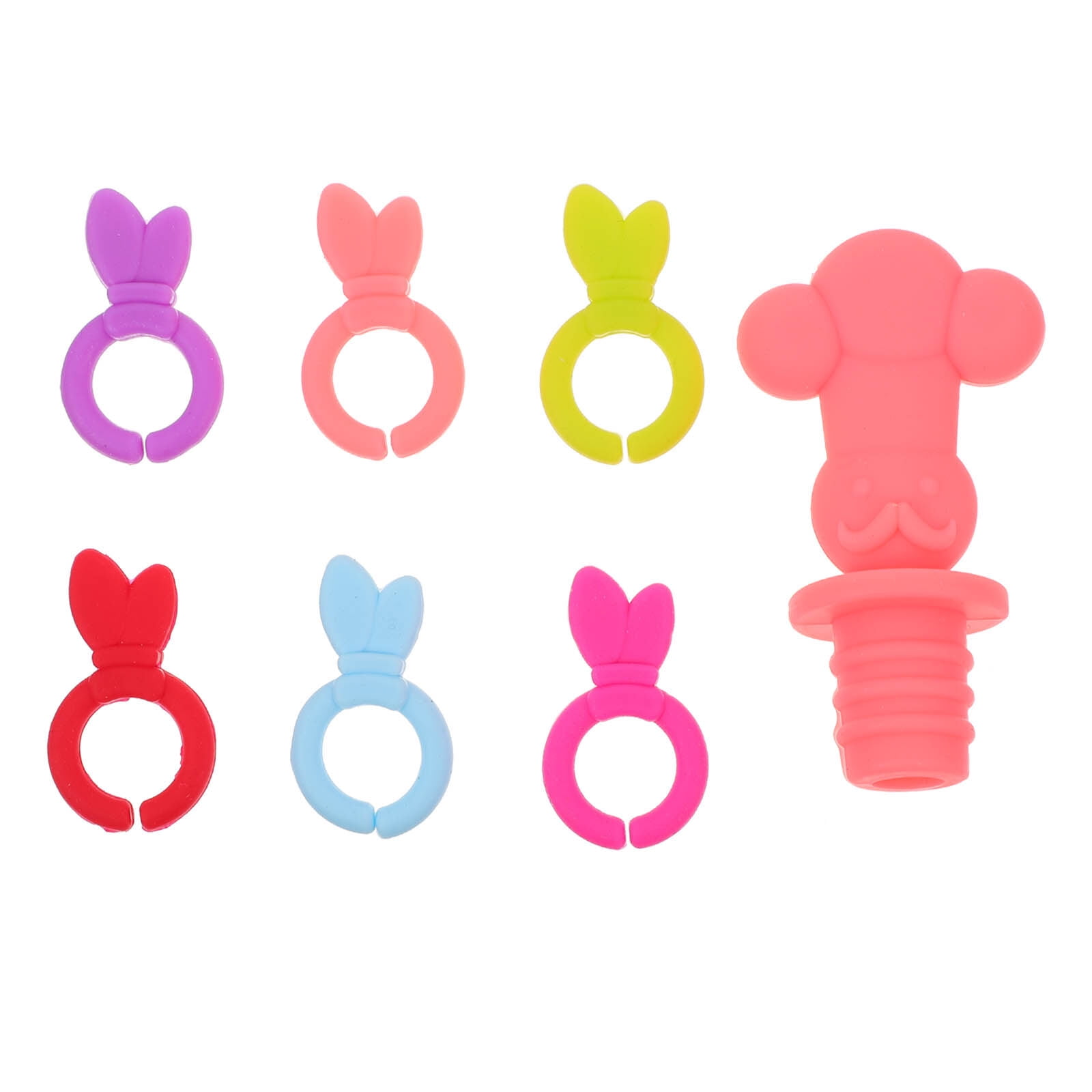 7Pcs Glass Markers Party Silicone Wine Glass Recognizer (Assorted Color)