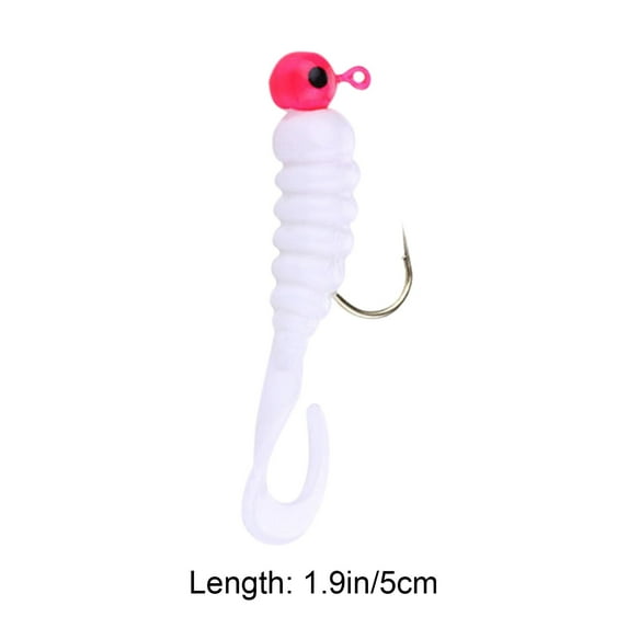 7Pcs Grub Lures Fishing Jigs Head Hooks Kit- Soft Plastic Grub Tail Worm Lure Bait Crappie Jigs Buster Tubes Baits for Bass Trout Saltwater Freshwater Fishing