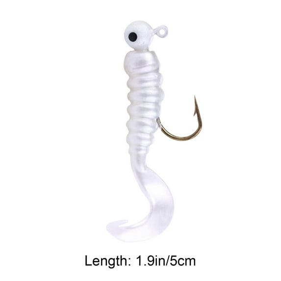 7Pcs Grub Lures Fishing Jigs Head Hooks Kit- Soft Plastic Grub Tail Worm Lure Bait Crappie Jigs Buster Tubes Baits for Bass Trout Saltwater Freshwater Fishing