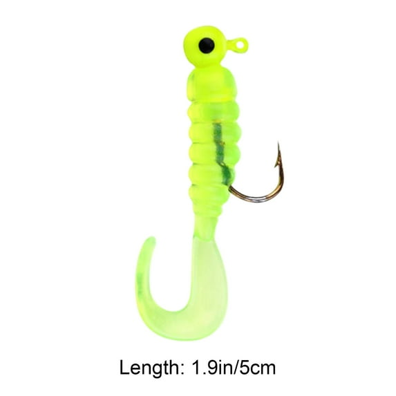7Pcs Grub Lures Fishing Jigs Head Hooks Kit- Soft Plastic Grub Tail Worm Lure Bait Crappie Jigs Buster Tubes Baits for Bass Trout Saltwater Freshwater Fishing