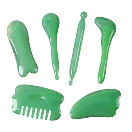7Pcs Gua Sha Scraping Tool Gua Sha Facial Tools, Body Massage, Manual Traditional for Neck Back Resin Handheld Scraping Board Guasha Board Green