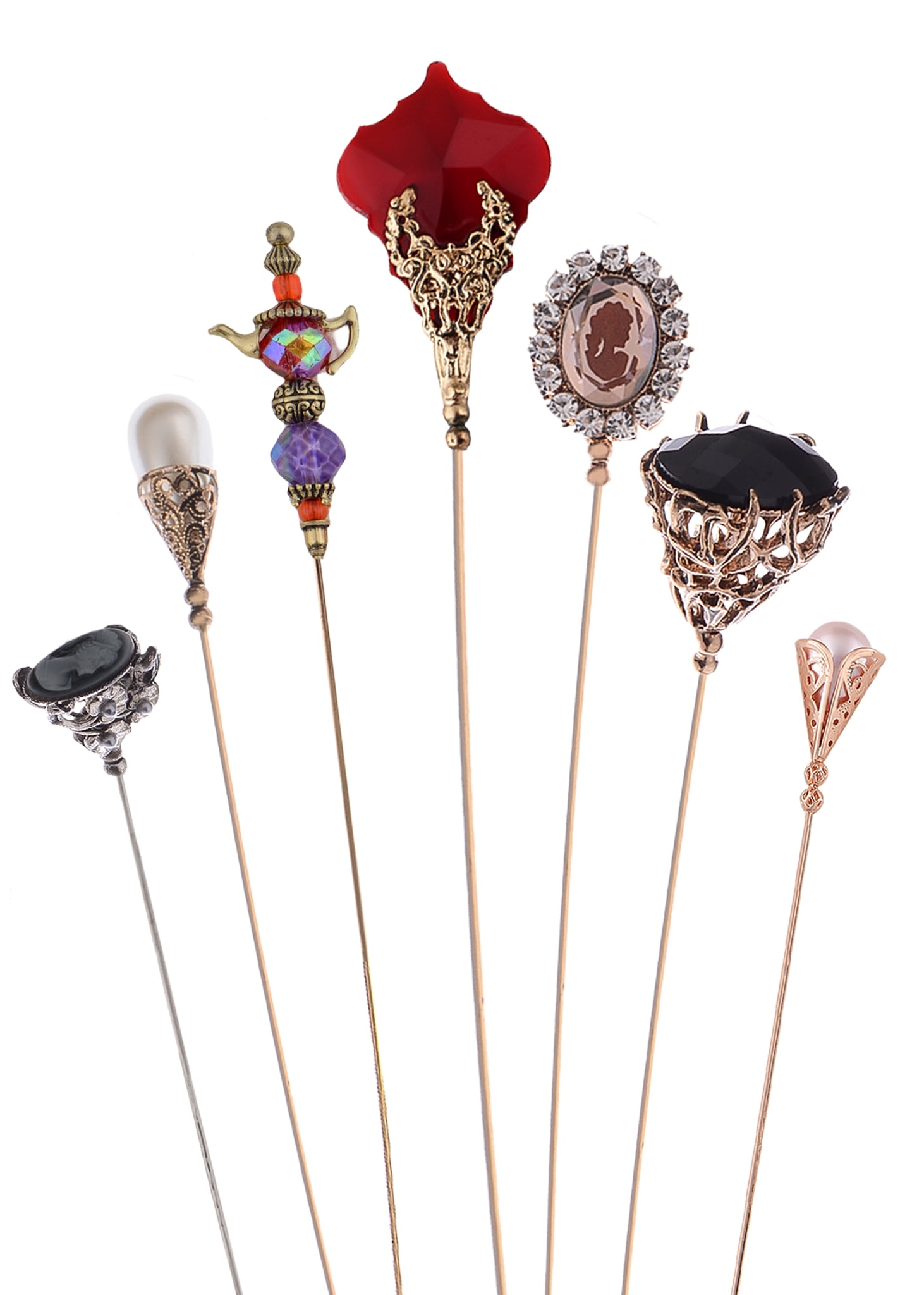 7Pcs Hat Pin Classic Vintage Long Needle Safety Pins Brooches Suit Tie Hat Scarf Set Jewelry Accessories