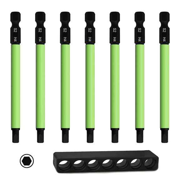 7Pcs Hex Head Allen Wrench Drill Bits, Metric 4mm Hex Bit Set, Magnetic Tips Screwdriver Socket Bit Set S2 Steel