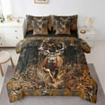 thumbnail image 1 of 7Pcs Hunting Deer King Comforter Set Deer And Branches Bedding For Hunter Bedroom Decor With 2 Pillowcases And 2 Throw Pillow Covers,Brown Bedding Sets With Flat Sheet And Fitted Sheet, 1 of 5
