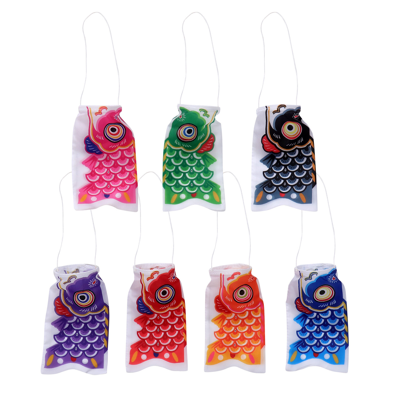 7Pcs Japanese Carp Flags Japanese Style Windsocks Hanging Ornaments