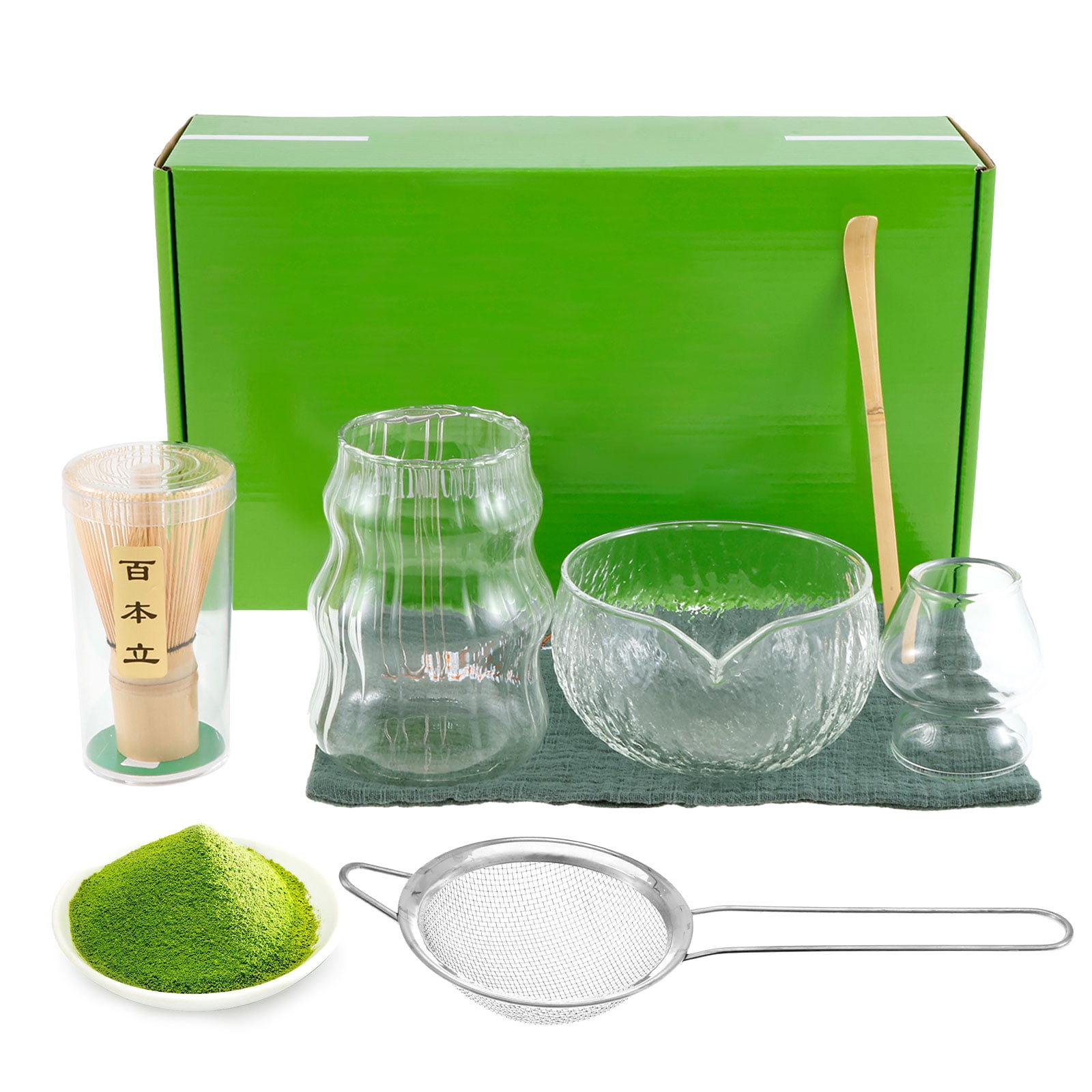 7Pcs Japanese Matcha Tea Set,Matcha Kit with Matcha Bowl (with Pouring Spout),Matcha Whisk,Whisk