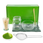 7Pcs Japanese Matcha Tea Set,Matcha Kit with Matcha Bowl with Pouring Spout,Matcha Whisk,Whisk Holder,Strainer - Elegant Matcha Set for Gifting,Gift Box Packaging glass