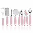 thumbnail image 1 of 7Pcs Kitchen Gadget Set, Stainless Steel Cooking Utensils with Comfort Grip Handles, Pink Kitchen Accessories for Cooking, Baking and Food Preparation, Home Kitchen Essentials, 1 of 7