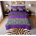thumbnail image 1 of 7Pcs Leopard Print Comforter Set Full Size,Rustic Cheetah Zebra Texture Patchwork Comforter + Flat Sheet + Fitted Sheet + 2 Pillowcases + 2 Throw Pillow Covers, Purple Chic, 1 of 5