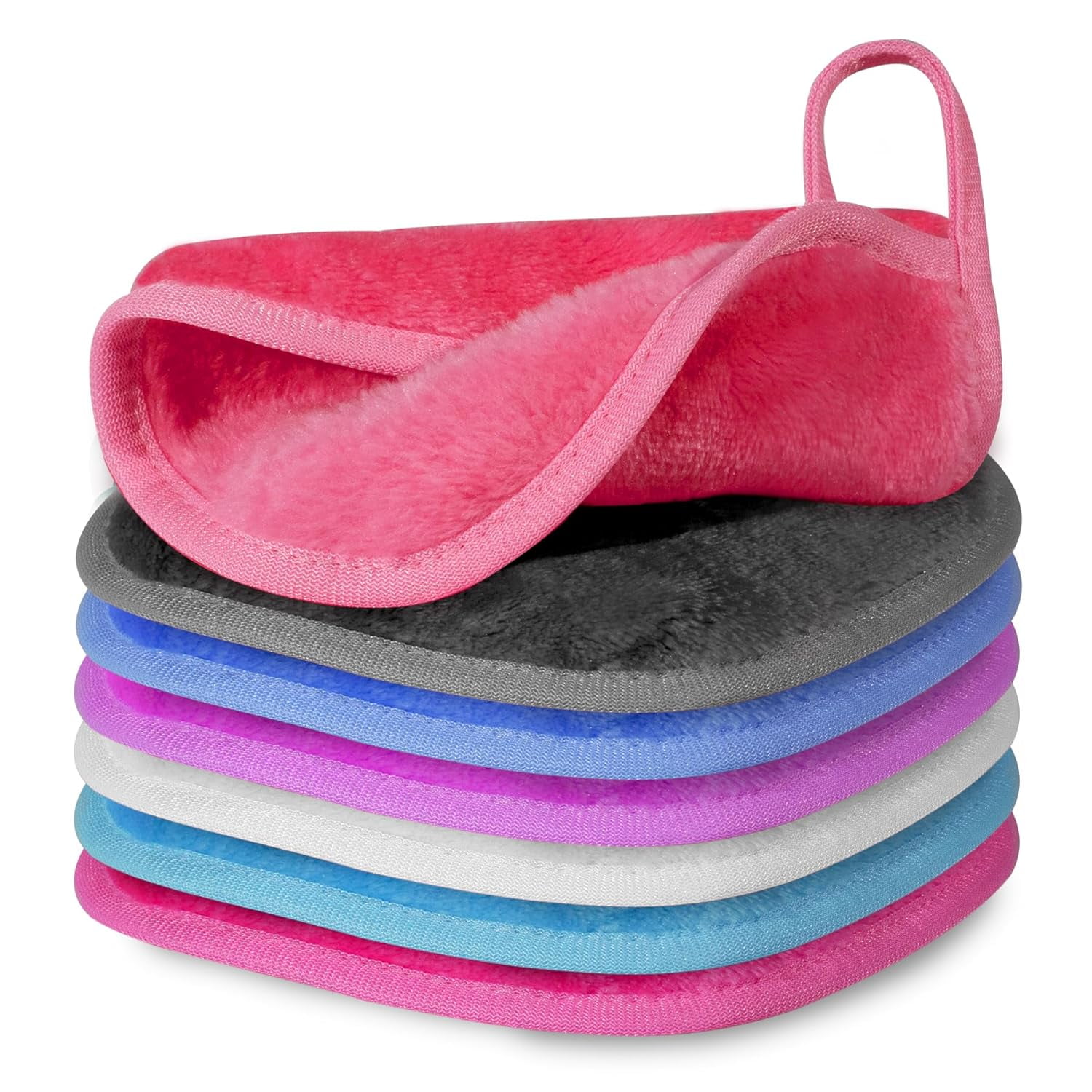 7Pcs Makeup Remover Cloth 7 Colors Makeup Towels Face Washcloth Makeup Remover Pads Reusable Washable Facial Cloths Clean Towels for Face Eye