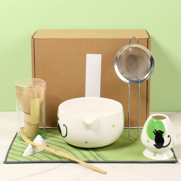 7Pcs Matcha Whisk Set with All Accessories Ceremonical Matcha Making Kit Hand Painted Fine Craftsmanship Heat Resistant for Daily Tea Time