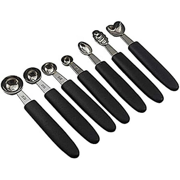 7Pcs Melon Baller Scoop Set Stainless Steel Baller Scoop Stainless Steel Melon Ballers Melon Scoop for Cutting and Scooping Fruit Melons Cake Scoop C