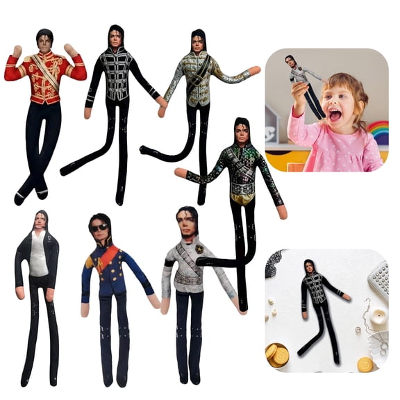 7Pcs Michael Plush Figure, 11" Funny Bendable Plush Figure, Ugly Pillow Style Poseable Doll Stuffed, Gift for MJ Fans,7Pcs