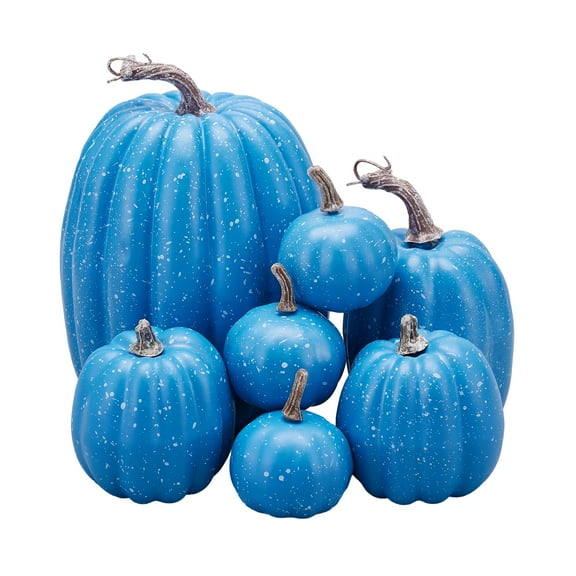 7Pcs Mini Artificial Pumpkins, Fall Harvest Simulation Pumpkins Decor Fake Fruit for Halloween