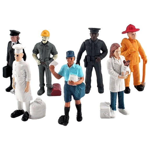 7Pcs Miniature People Model Figurines Firemen Layout Decor Toy Mini