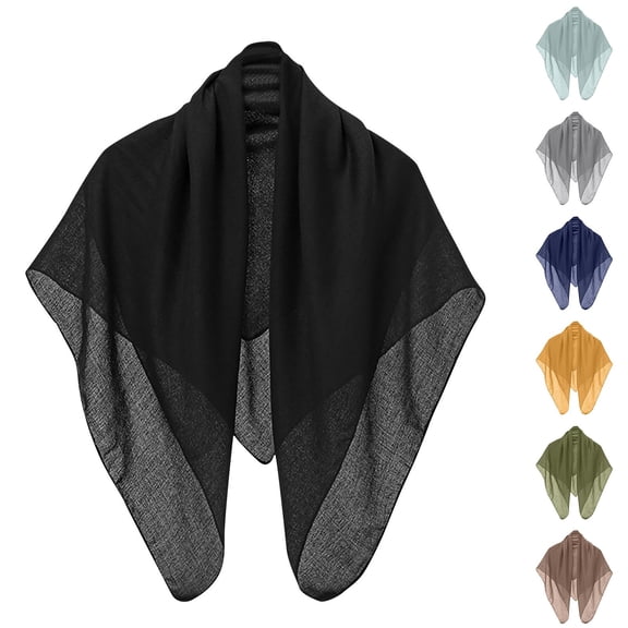7Pcs Muslim Scarf Under $5! Yannianjz Women's Solid Color Classic Square Headscarf 90x90cm, Simple Ethnic Head Wrap for Everyday Use, Breathable Cotton Scarf for Hijab and Fashion