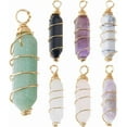 thumbnail image 1 of 7Pcs Natural Stones Pendants Gemstone Dangle Charms Quartz Charms Stone Charm Gold Copper Wire Wrapped Pendants for Earring Bracelet DIY Jewelry Making Colorful, 1 of 6