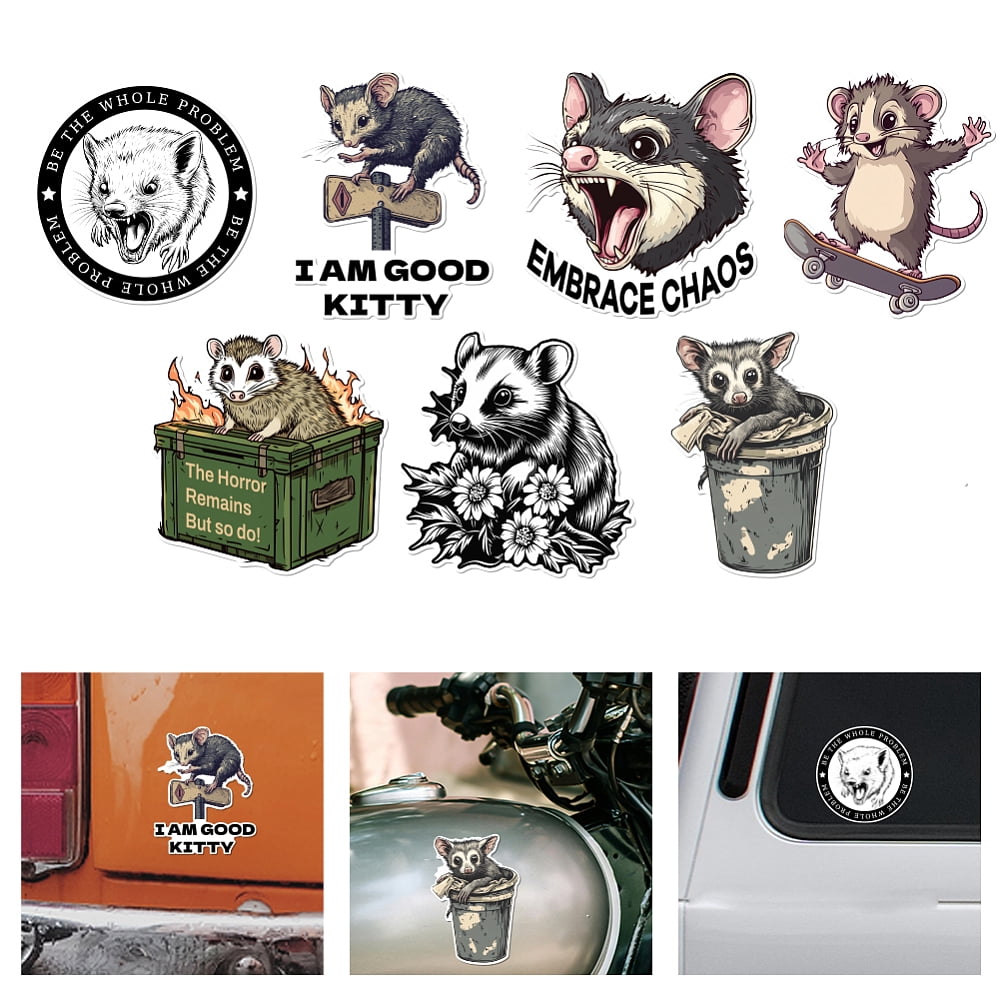 7Pcs Opossum Vinyl Decal Car Sticker Self Adhesive Possum Opossum Be ...