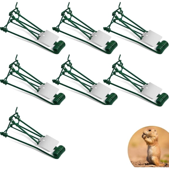 7Pcs Outdoor Gopher Trap Easy to Set Trap Bulk Weather Resistant Gopher Killer Vole with Red T Type Labels for Lawn Garden Farm Grass Yard Protection
