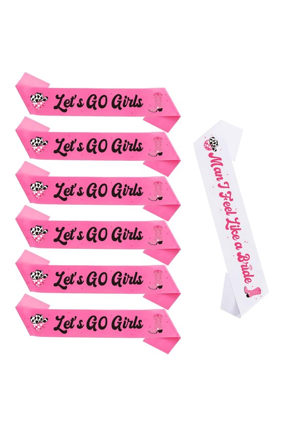 7Pcs Party Sashes Cowgirl Bachelorette Party Decor Shouder Strap for Fun Bride and Girl Night Out Celebrations