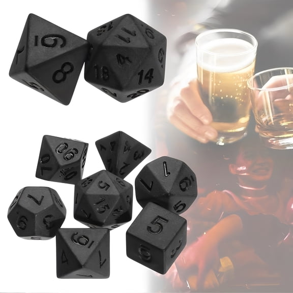 7Pcs Polyhedral Black Dice DND Game Dice,for Board Card Game Math Games