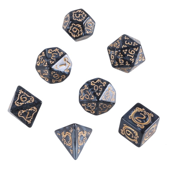 7Pcs Polyhedral Dices Acrylics Multi-Sided Dragon Pattern Dices Role Playing Game Dices for Table Game Player Easy to Use