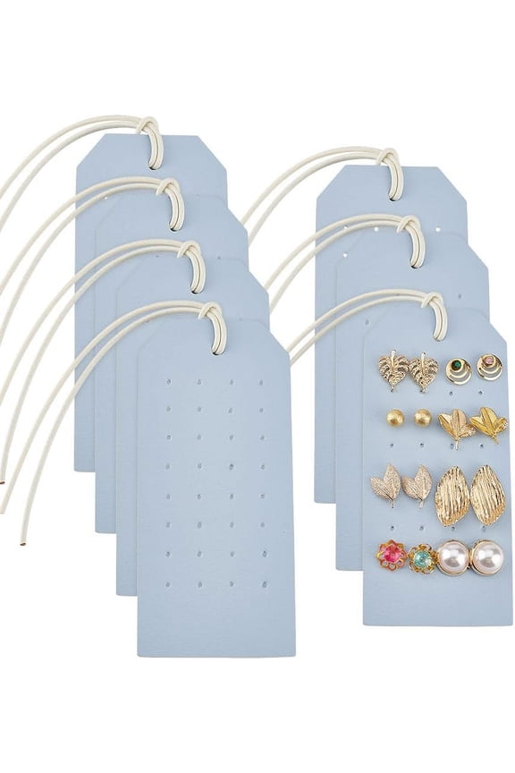 7Pcs Portable Leather Earring Holders Light Blue Pierced Earring Display Cards Leather Stud Holder Earring Organizer Hanging Jewelry Cards for Home Travel Earrings Stud Jewelry Storage for DIY