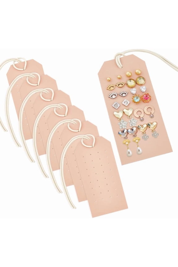 7Pcs Portable Leather Earring Holders PeachPuff Pierced Earring Earring Organizer Hanging Jewelry Cards for Home Travel Earrings Stud Jewelry Storage Display PeachPuff