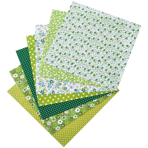 7Pcs Printed Cotton Fabric for Patchwork Sewing Tissue to Patchwork Square Yellow Green 25x25cm for making