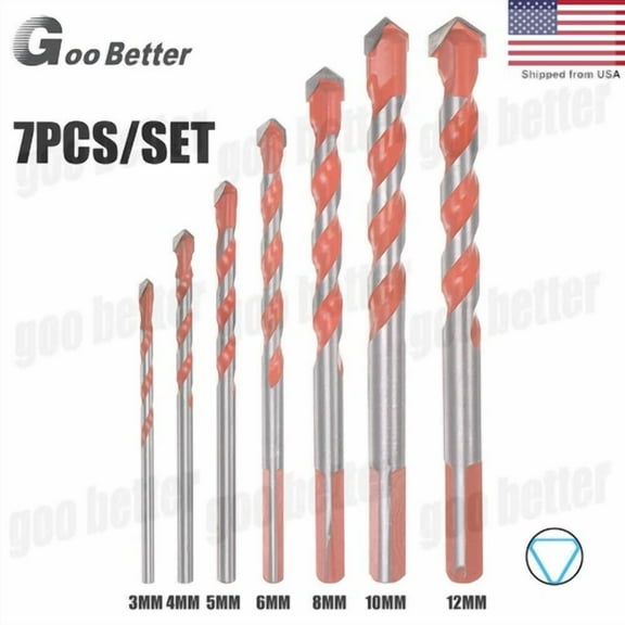 7Pcs Professional Drill Bit Set For Masonry Drill Bit & Concrete Drill Bit Set