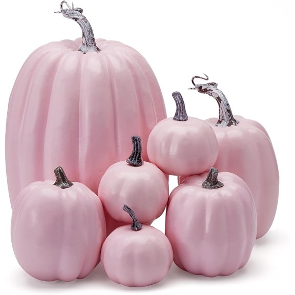 7Pcs Pumpkins of all Styles Halloween Decoration Rural Style Farmhouse Foam Pumpkin Harvest Season Thanksgiving Day is Suitable for Table top House Dining Table Party Decoration 