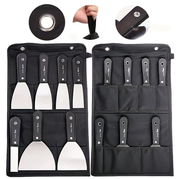 7Pcs Putty Knife Set, Drywall Paint Scraper Tools with Storage Bag, Stainless Steel Spackling Taping Knife Tool for Repairing Mud, Applying Putty, Removing Wallpaper