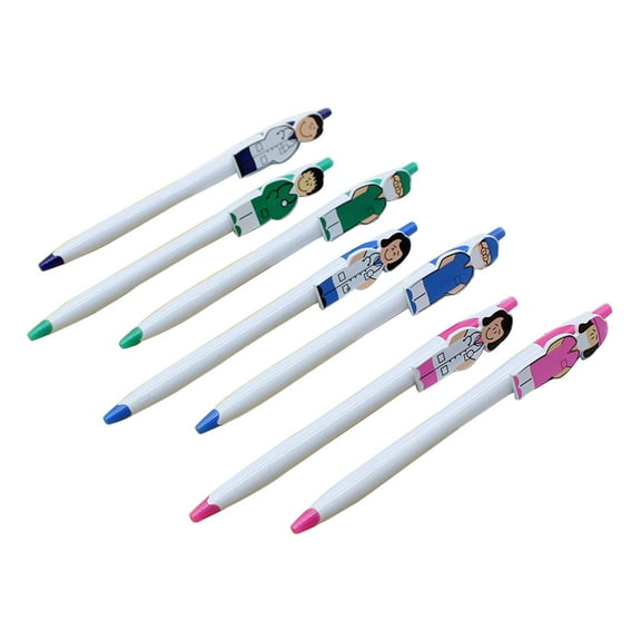 7Pcs Retractable Ballpoint Pen Refillable Writing Pen Write Smoothly Staionery Supplies for Doctor Nurse