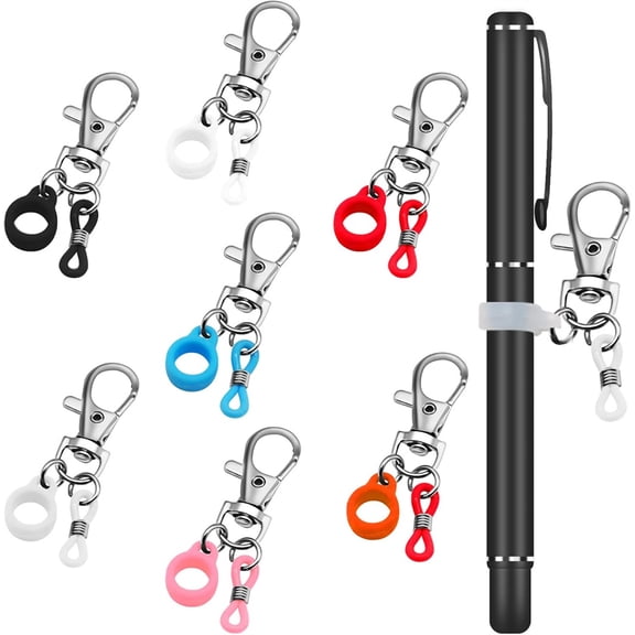 7Pcs Retractable Pen Holder Silicone Pen Lanyard Clip ,NOGIS Adjustable Badge Reel Accessories Pen Holder for Lanyard , Pen Lanyard Lanyard with Clip Lanyard Pen Holder Hang on Backpack, Belt