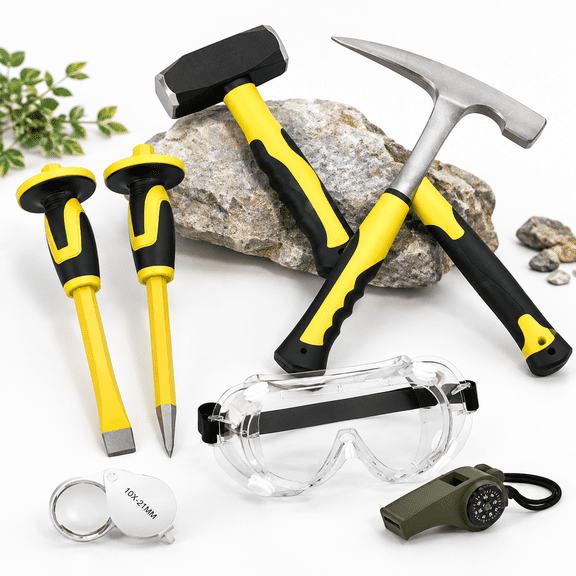 7Pcs Rock Pick Hammer And Chisel Set For Geology Rockhounding