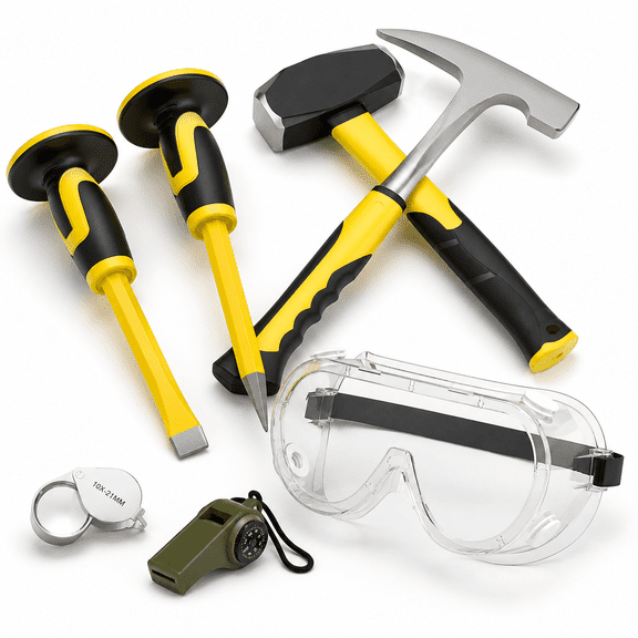 7Pcs Rock Pick Hammer And Chisel Tool Set For Geology Rockhounding