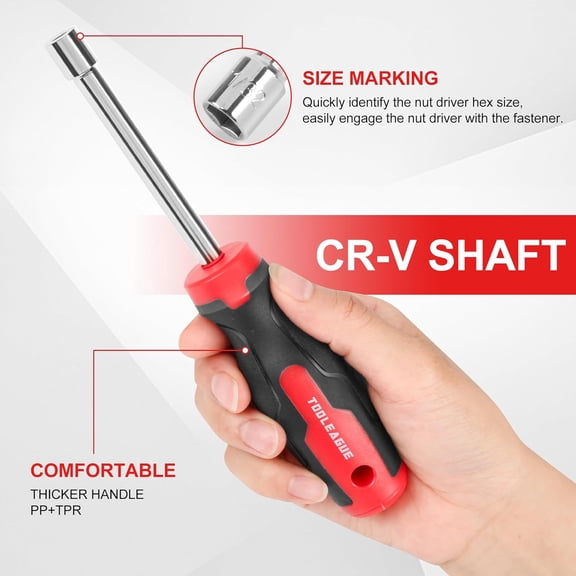 7Pcs SAE Nut Driver Set - 3/16, 1/4, 5/16, 11/32, 3/8, 7/16, 1/2 Inch, 3.5 Inch (1 Inch Hollow, 2.5 Inch Solid) Shaft Nut Driver with Pass Through Design$$Tools & Hardware Other