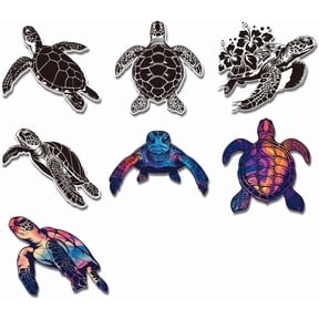 7Pcs Sea Turtle Tie Dye Reflective Vinyl Car Decal Stickers Animal Turtle Outdoors Sticker Waterproof for Bumper Windows Cars Trucks Tool Boxes Laptop Water Bottle