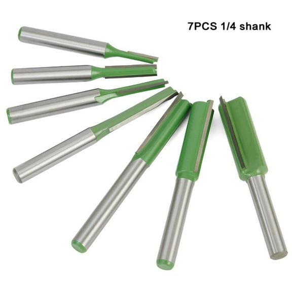 7Pcs/Set 1/4 Shank Single Double-Flute Straight Router Bit For Woodworking
