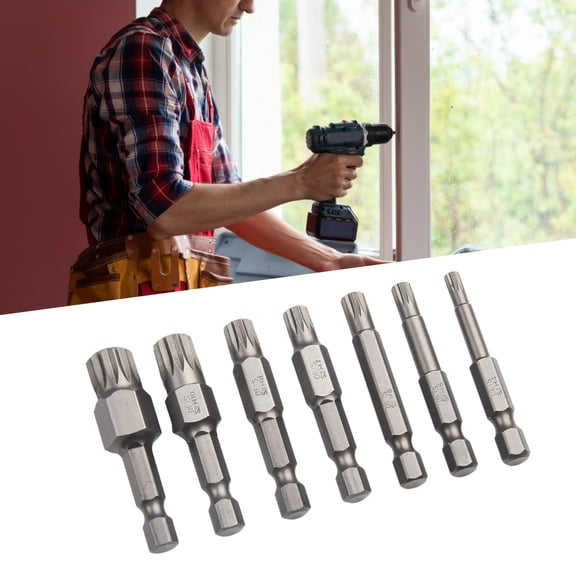 7Pcs Set 50Mm 12 Point Torx Screwdriver Bit 6.35Mm Hex Shank Magnetic -M-12 For Hand Tools Screwdrivers Accessory Smile Home
