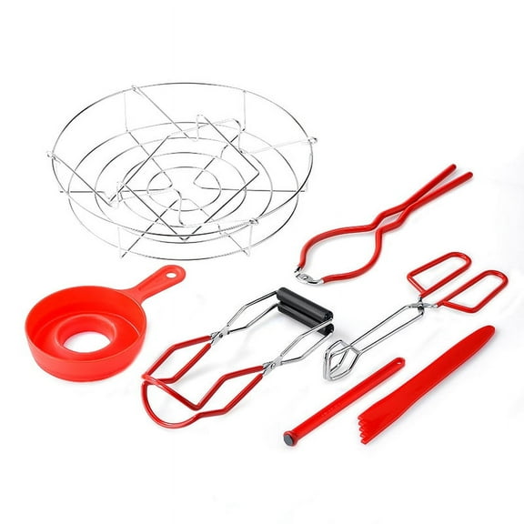7Pcs Set Canning Tool Set,Pressure Canners for Canning,Home Canning Pot,Canning Lifter Tong,Canning Funnels Jar Red