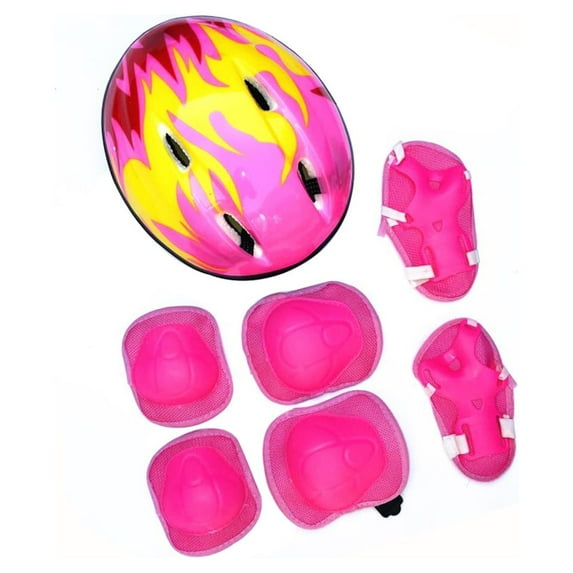 7Pcs/Set Children Helmet Breathable Shockproof EPS Knee Elbow Wrist Pads Circling Helmet for Beginners