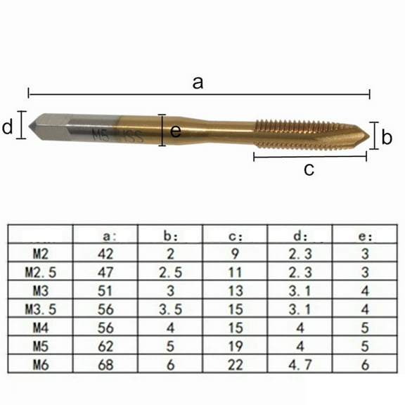 7Pcs Set M2-M6 Machine Screw Thread Taps Tapping Tools Metric Plug Tap Drill