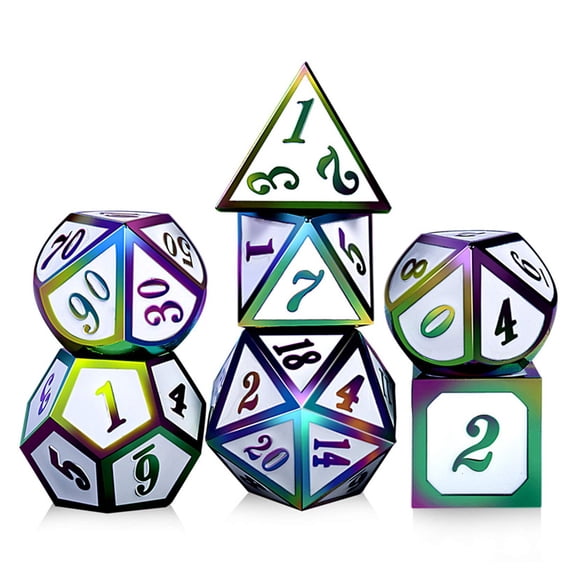 7Pcs/Set Metal Dices Multi-faceted Various Shapes Polyhedral Digital Game Dices for Club/Party/Family Game Accessories